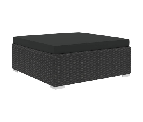 Set muebles de jardín 12 pzas y cojines ratán sintético negro