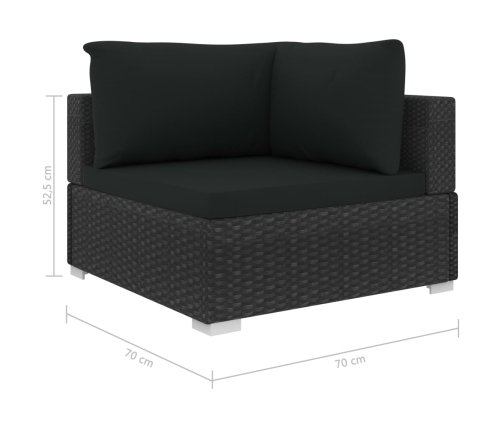 Set muebles de jardín 12 pzas y cojines ratán sintético negro