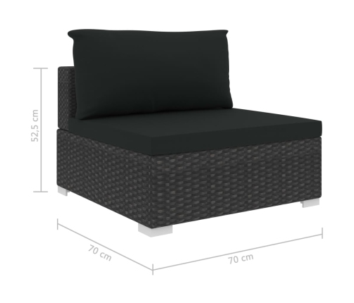 Set muebles de jardín 12 pzas y cojines ratán sintético negro