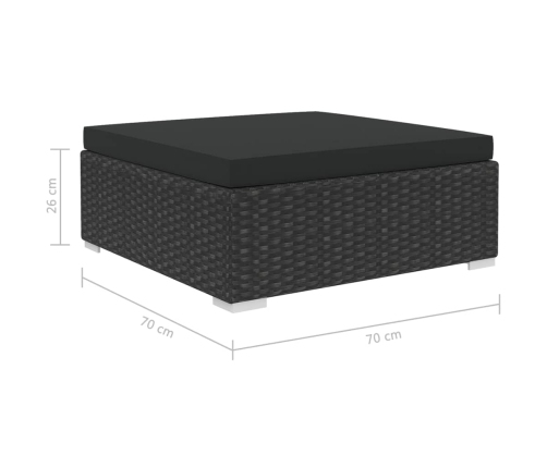 Set muebles de jardín 12 pzas y cojines ratán sintético negro
