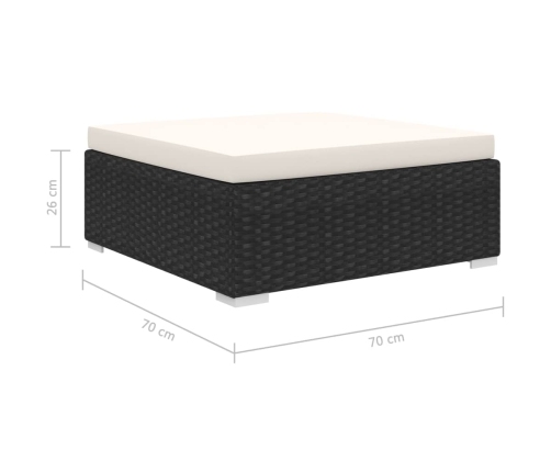Set muebles de jardín 8 piezas y cojines ratán sintético negro