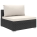 Set muebles de jardín 8 piezas y cojines ratán sintético negro