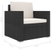 Set muebles de jardín 8 piezas y cojines ratán sintético negro