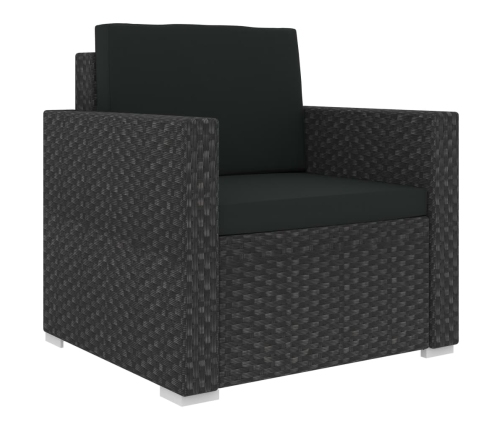 Set muebles de jardín 8 piezas y cojines ratán sintético negro