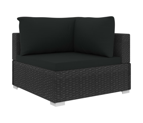 Set muebles de jardín 8 piezas y cojines ratán sintético negro
