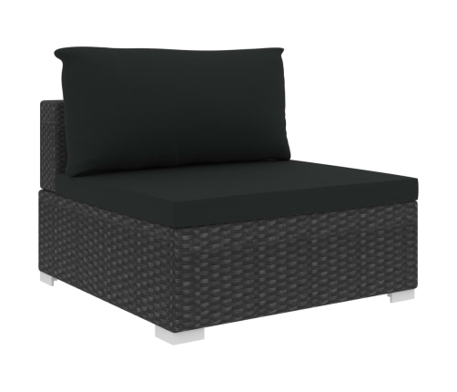 Set muebles de jardín 8 piezas y cojines ratán sintético negro