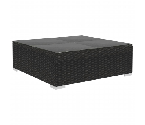 Set muebles de jardín 8 piezas y cojines ratán sintético negro