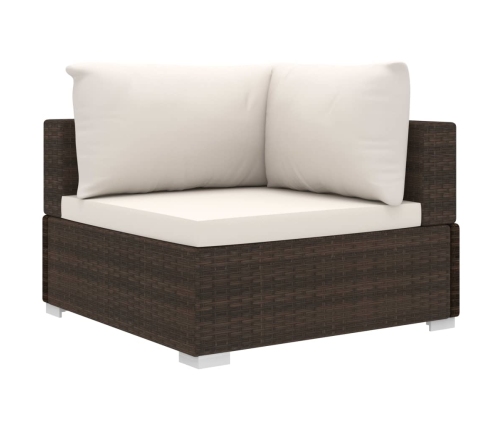 Set muebles de jardín 6 piezas y cojines ratán sintético marrón