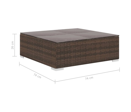 Set muebles de jardín 6 piezas y cojines ratán sintético marrón