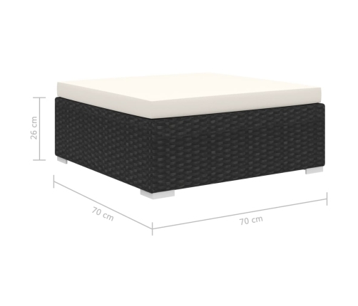 Set de muebles de jardín 9 pzas y cojines ratán sintético negro