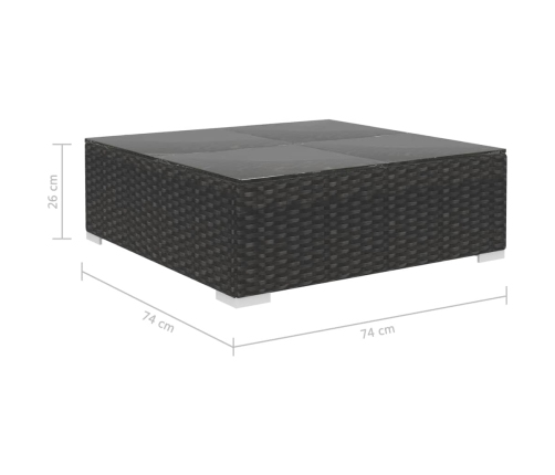 Set de muebles de jardín 9 pzas y cojines ratán sintético negro