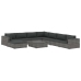 Set de muebles de jardín 9 pzas y cojines ratán sintético gris