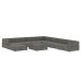 Set de muebles de jardín 9 pzas y cojines ratán sintético gris