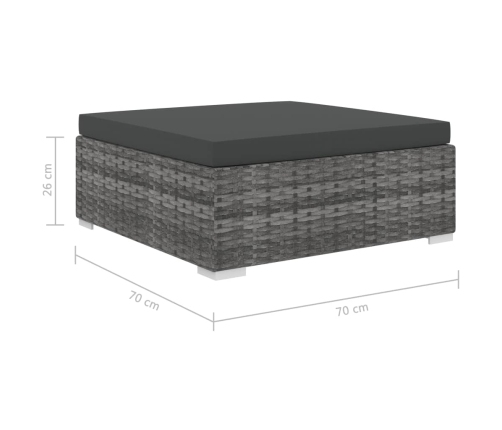 Set de muebles de jardín 9 pzas y cojines ratán sintético gris