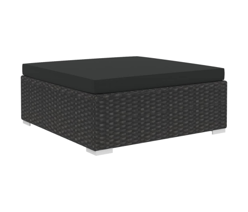 Set de muebles de jardín 9 pzas y cojines ratán sintético negro