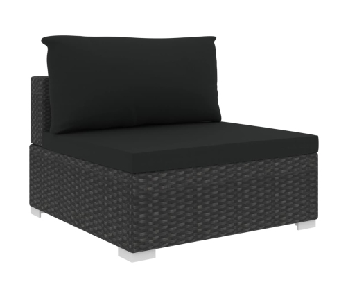 Set de muebles de jardín 9 pzas y cojines ratán sintético negro