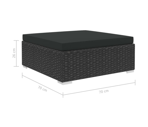 Set de muebles de jardín 9 pzas y cojines ratán sintético negro