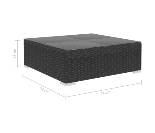 Set de muebles de jardín 9 pzas y cojines ratán sintético negro