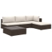 Set muebles de jardín 5 piezas y cojines ratán sintético marrón