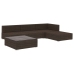 Set muebles de jardín 5 piezas y cojines ratán sintético marrón