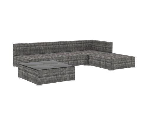 Set de muebles de jardín 5 pzas y cojines ratán sintético gris