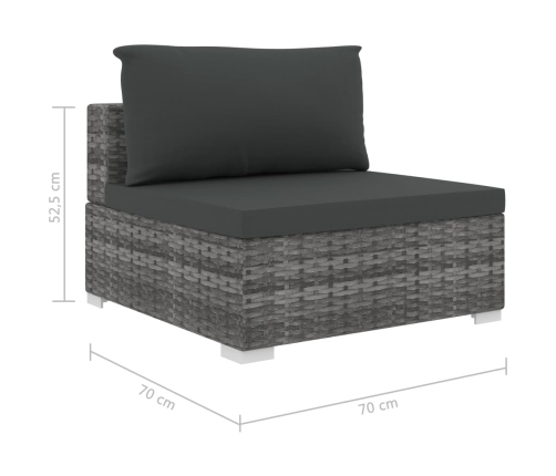 Set de muebles de jardín 5 pzas y cojines ratán sintético gris