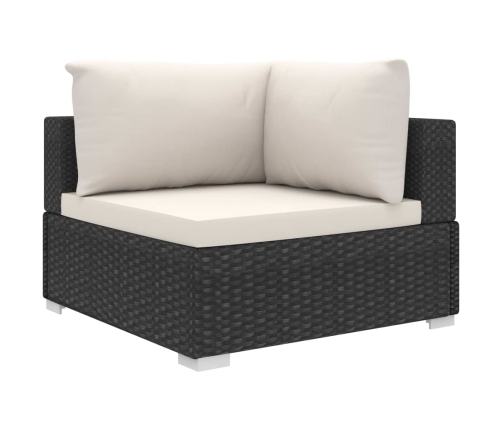 Set de muebles de jardín 9 pzas y cojines ratán sintético negro