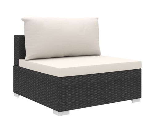 Set de muebles de jardín 9 pzas y cojines ratán sintético negro