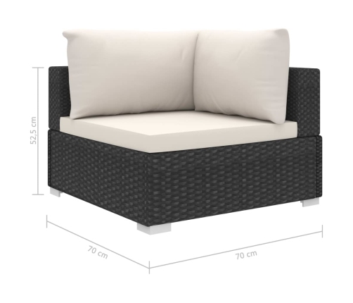 Set de muebles de jardín 9 pzas y cojines ratán sintético negro