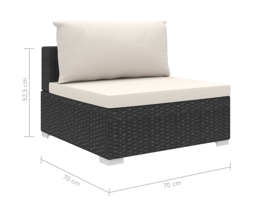 Set de muebles de jardín 9 pzas y cojines ratán sintético negro