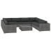 Set de muebles de jardín 9 pzas y cojines ratán sintético gris