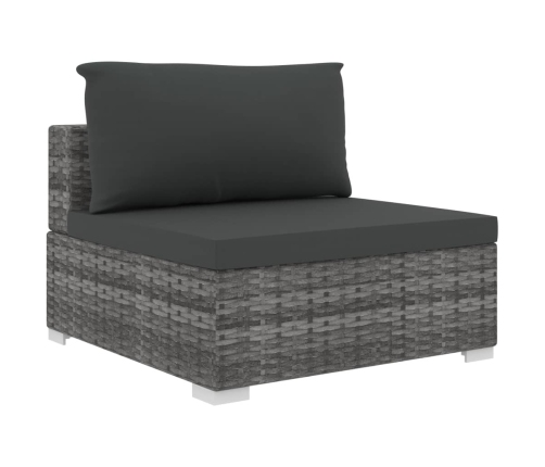 Set de muebles de jardín 9 pzas y cojines ratán sintético gris