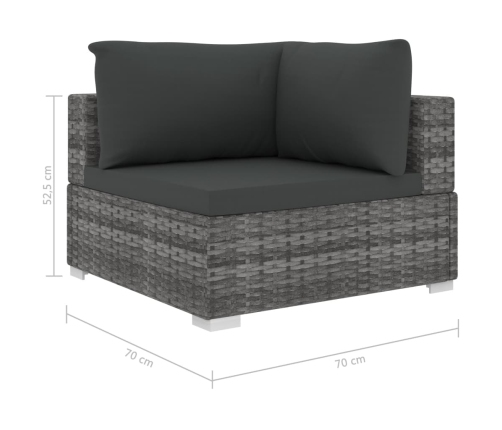 Set de muebles de jardín 9 pzas y cojines ratán sintético gris