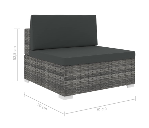 Asiento seccional central con cojines 1ud ratán sintético gris