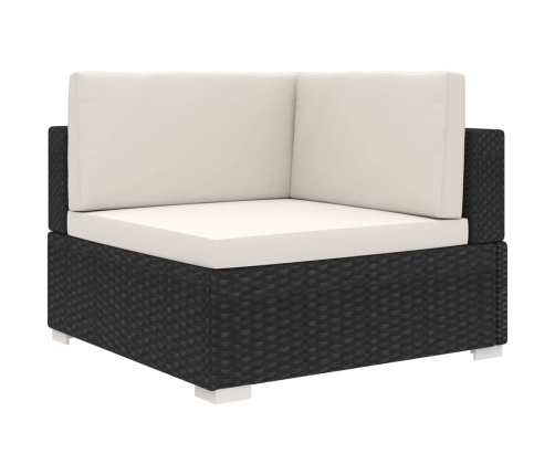 Asiento seccional de esquina con cojines 1 uds ratán PE negro