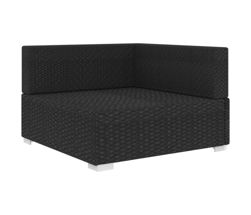 Asiento seccional de esquina con cojines 1 uds ratán PE negro