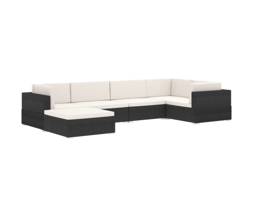 Asiento seccional de esquina con cojines 1 uds ratán PE negro