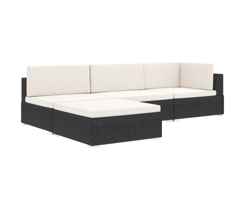 Asiento seccional de esquina con cojines 1 uds ratán PE negro