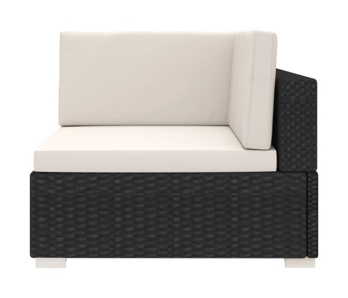 Asiento seccional de esquina con cojines 1 uds ratán PE negro