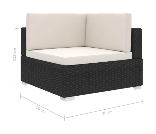 Asiento seccional de esquina con cojines 1 uds ratán PE negro