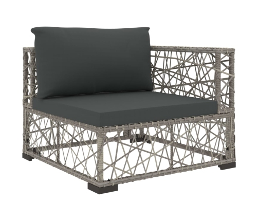 Set de muebles de jardín 10 pzas y cojines ratán sintético gris