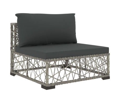 Set de muebles de jardín 10 pzas y cojines ratán sintético gris