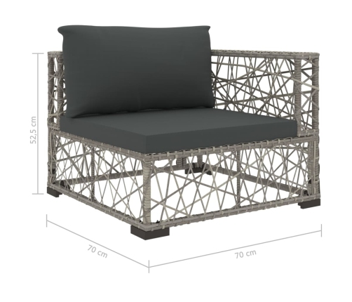 Set de muebles de jardín 10 pzas y cojines ratán sintético gris