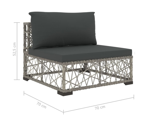 Set de muebles de jardín 10 pzas y cojines ratán sintético gris