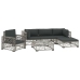 Set de muebles de jardín 6 pzas y cojines ratán sintético gris