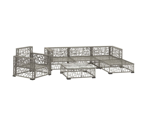 Set de muebles de jardín 6 pzas y cojines ratán sintético gris