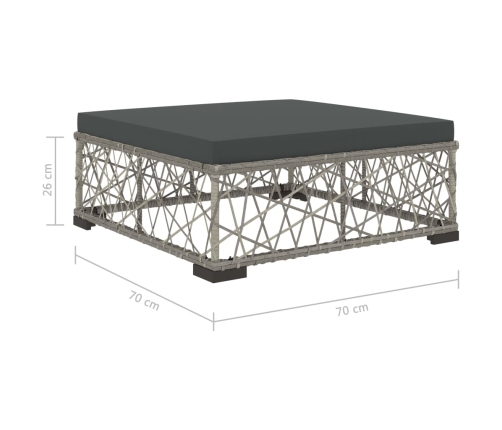 Set de muebles de jardín 6 pzas y cojines ratán sintético gris