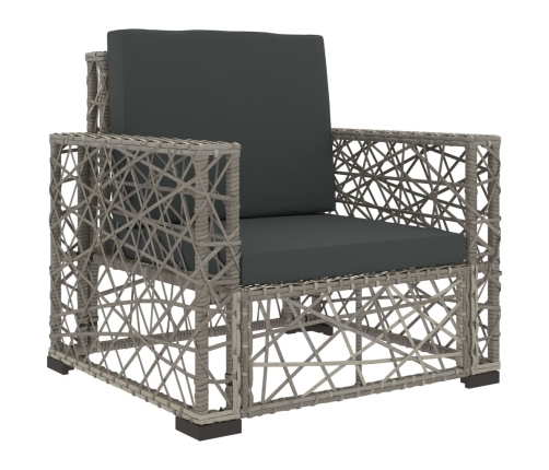 Set de muebles de jardín 6 pzas y cojines ratán sintético gris