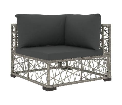 Set de muebles de jardín 6 pzas y cojines ratán sintético gris