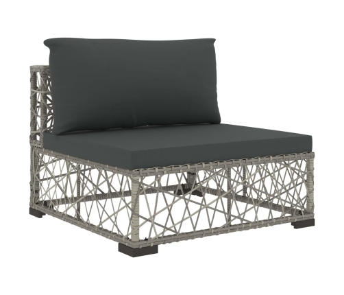Set de muebles de jardín 6 pzas y cojines ratán sintético gris